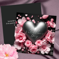 Elegante metallische Herzklopfen & rosa Blume Vale