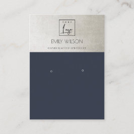 ELEGANTE METALLISCHE NAVY SILVER LOGO EARRING ANZE VISITENKARTE