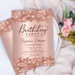 Elegante Metallische Rose Gold Glitzer 30. Geburts Einladung<br><div class="desc">Moderne elegante Rose Gold Metall und Glitzer 30. Geburtstag Einladungen. Das Design der weiblichen Ehefrau-Karte bietet stilvolle handgeschriebene Kalligraphie-Skripte,  rot-rosa oder Rose Gold-Imitate gebürsteten metallischen Hintergrund mit Glitzer-Rahmen Glam. Einfach zu personalisieren,  perfekt für jedes Alter.</div>