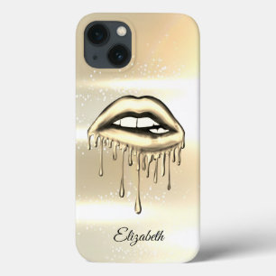 Elegante metallische tropfende Lippen Faux Gold Case-Mate iPhone Hülle