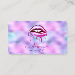 Elegante metallische tropfende Lippen, Makeup, Hol Visitenkarte