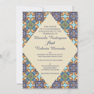 Elegante mexikanische Floral Talavera Diamond Wedd Einladung