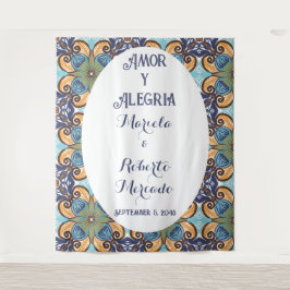 Elegante mexikanische Floral Talavera Hochzeitssze Wandteppich