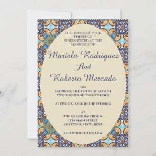 Elegante mexikanische Floral Talavera Oval Wedding Einladung