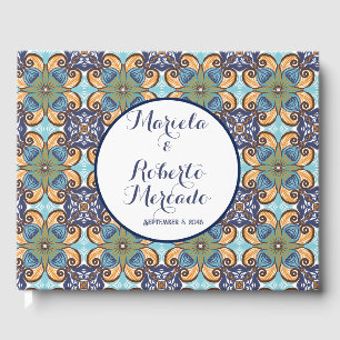 Elegante mexikanische Floral Talavera Wedding Gästebuch
