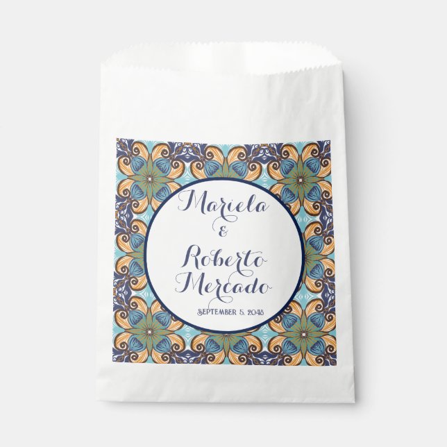 Elegante mexikanische Floral Talavera Wedding Geschenktütchen (Vorderseite)