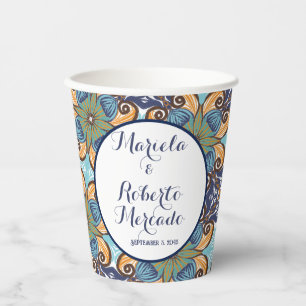Elegante mexikanische Floral Talavera Wedding Pappbecher