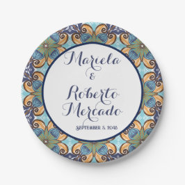 Elegante mexikanische Floral Talavera Wedding Pappteller
