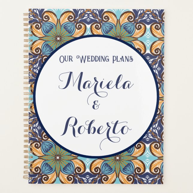 Elegante mexikanische Floral Talavera Wedding Planer (Vorderseite)