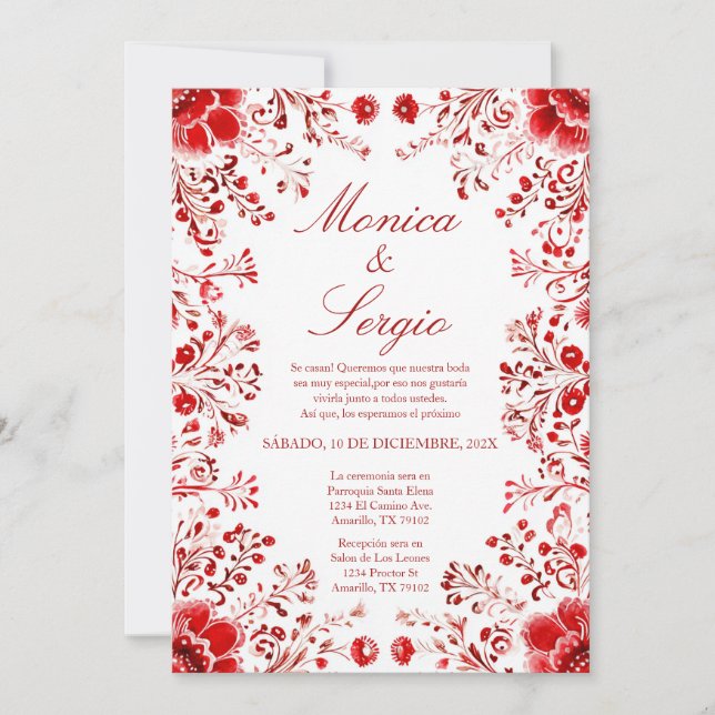 Elegante mexikanische Themenhochzeit Einladung (Vorderseite)