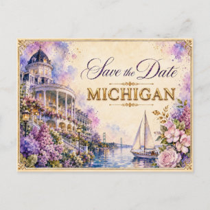 Elegante Michigan Save-the-Date-Hochzeits-Einladun Postkarte