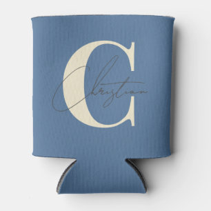 Elegante Mid-Century-Modern-Monogramm Capri Blau Dosenkühler