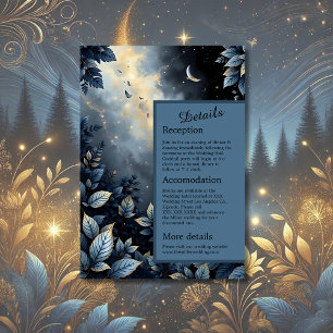 Elegante Midnight Blue and Gold Forest Wedding Begleitkarte