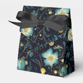 Elegante Midnight Blue & Gold Floral Christmas Geschenkschachtel