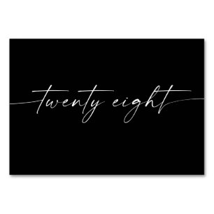 Élégante Mini-Script Cartes de Table Numéro 28