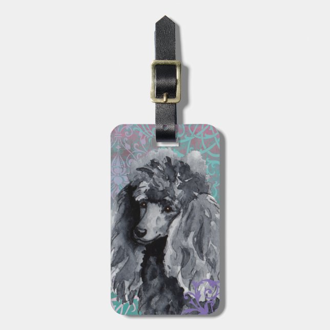 Elegante Miniatur Poodle Gepäckanhänger (Vorderseite vertikal)