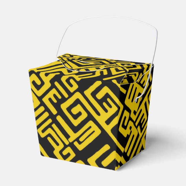 Elegante Minimal African Tribal Muster Gelbe Linie Geschenkschachtel (Vorderseite)