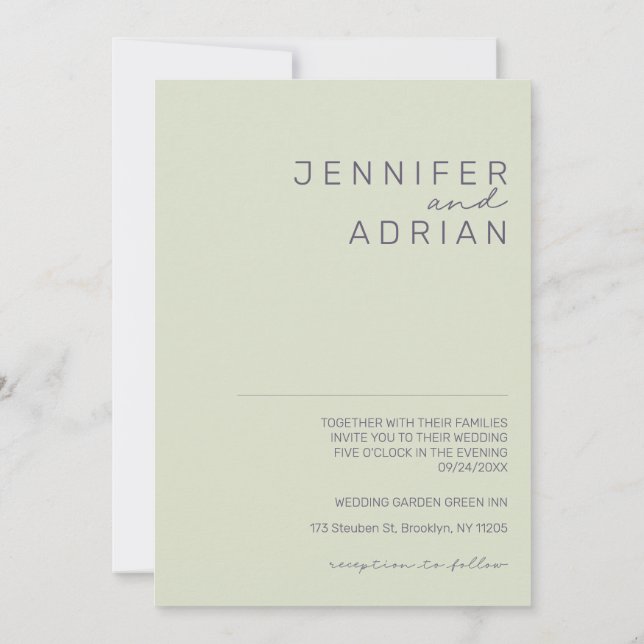 Elegante Minimal Beige Moderne Einfache Hochzeit Einladung (Rückseite)