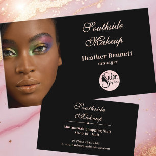 Elegante Minimal Black Makeup-Artist Geschäft Visitenkarte