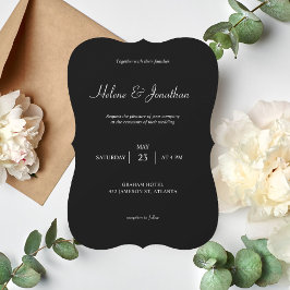 Elegante Minimal Black Modern Simple Dark Wedding