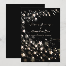 Elegante Minimal Black Stars Saisons & Neue Jahre Feiertagskarte