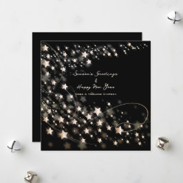 Elegante Minimal Black Stars Saisons & Neue Jahre Feiertagskarte