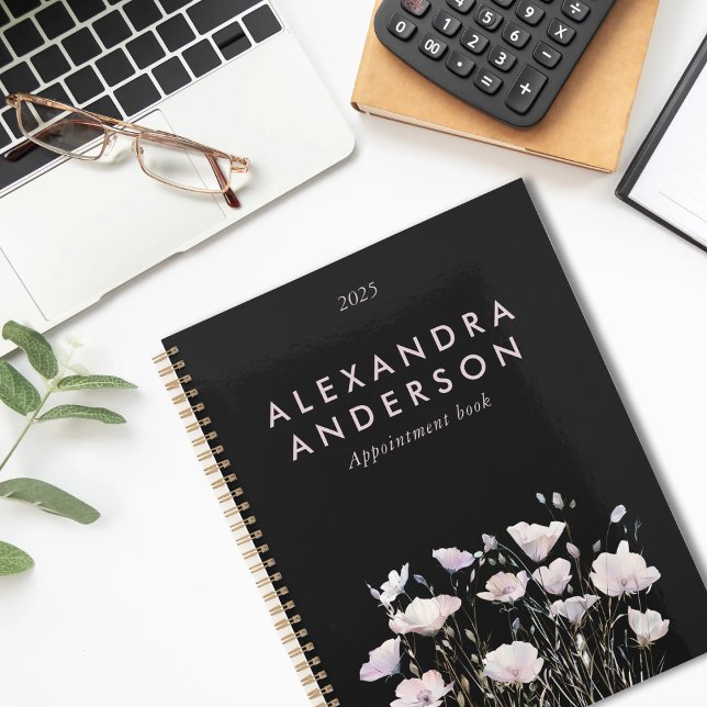 Elegante Minimal Boho Rosa Wildblumen Wasserfarben Planer (Elegant Minimal Boho Pink Wildflowers Watercolor Planner)