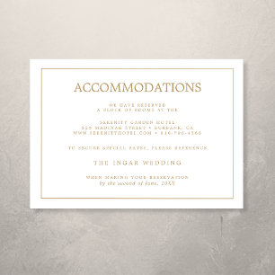 Elegante Minimal Border Gold Hochzeiten Unterkünft Begleitkarte