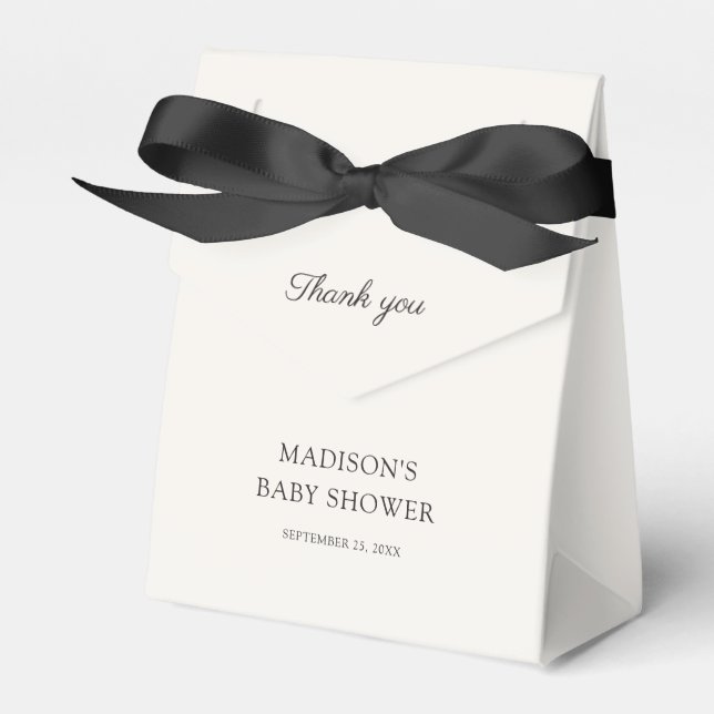 Elegante Minimal Bow Baby Shower Vielen Dank Geschenkschachtel (Vorderseite)