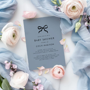 Elegante Minimal Bow Boy Baby Shower Einladung