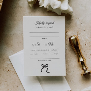 Elegante Minimal Bow Wedding RSVP Karte