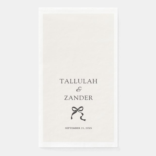 Elegante Minimal Bow Wedding Serviette (Vorderseite)