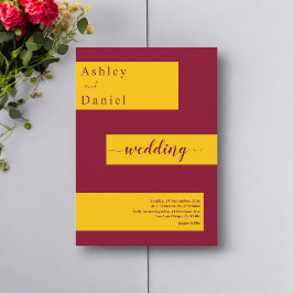 Elegante Minimal Burgund und Gold Moderne Hochzeit Einladung