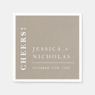 Elegante Minimal Cheers Olive Gray Moderne Hochzei Serviette
