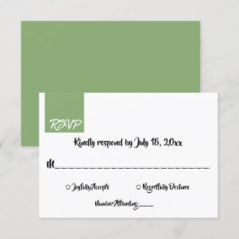 Elegante Minimal Chic Green Moderne Einfache Hochz RSVP Karte