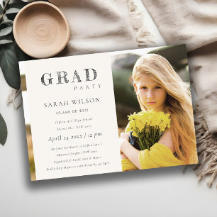 Elegante Minimal Clean Foto Graduation Party Einladung