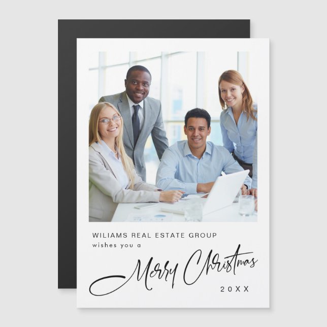 Elegante Minimal Corporate Christmas Magnetkarte (Vorne/Hinten)