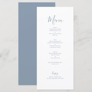 Elegante Minimal Dusty Blue Wedding Menu Card