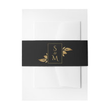 Elegante Minimal Foliage Black and Gold Wedding