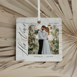 Elegante Minimal-Hochzeit Seine Ehegelübde Paarfot Ornament Aus Metall