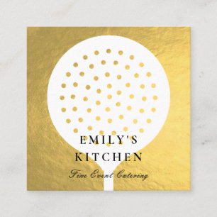 ELEGANTE MINIMAL-IMITAT GOLD SKIMMER KOCH CATERING QUADRATISCHE VISITENKARTE
