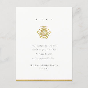 Elegante Minimal Imitats Goldene Flora Feiertagspostkarte