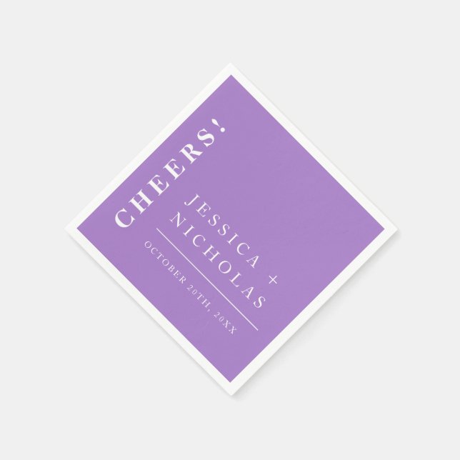 Elegante Minimal Lavender Moderne Hochzeit Serviette (Ecke)