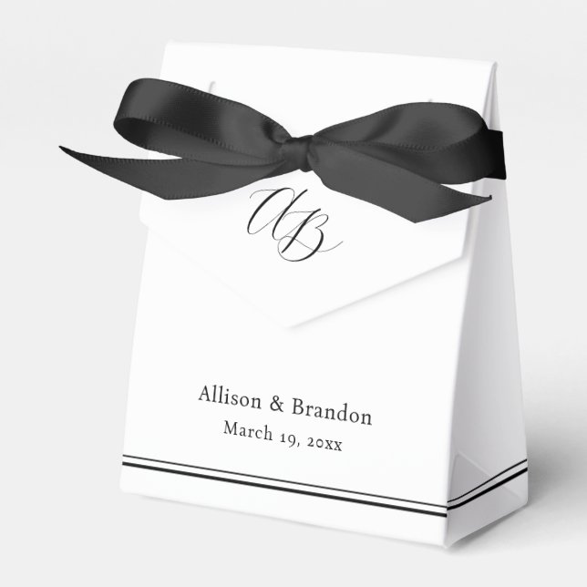 Elegante Minimal Monogram Custom Wedding Geschenkschachtel (Vorderseite)