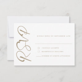 Elegante Minimal Navy Gold Wedding RSVP Card Karte