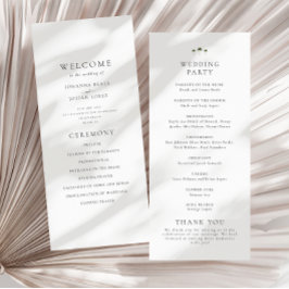 Elegante Minimal Palm Tree Wedding Programm