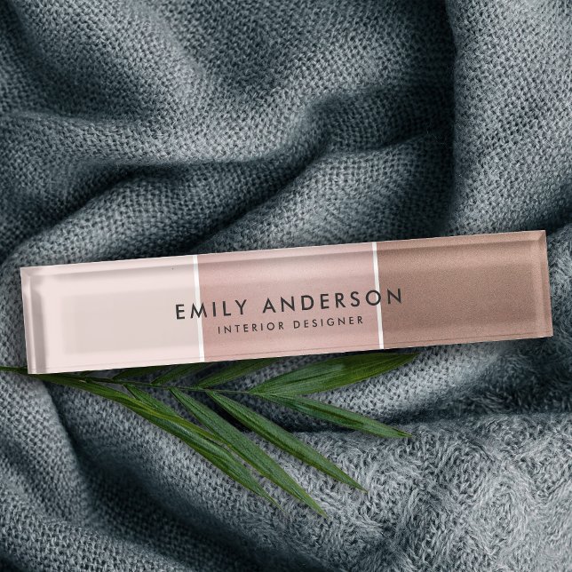 ELEGANTE MINIMAL-ROSE GOLD BLUSH PINK COPPER STRIP NAMENSPLAKETTE (Von Creator hochgeladen)