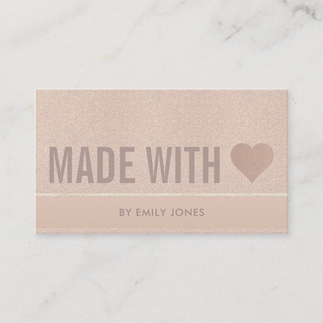 ELEGANTE MINIMAL ROSE GOLD SHIMMER MIT LIEBE VISITENKARTE (Vorderseite)