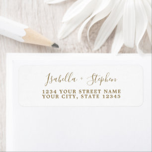 Elegante Minimal Script Gold Weiße Rücksendeadress