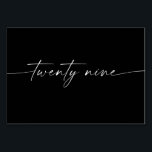 Elegante Minimal-Script-Karten Nummer 29 Tischnummer<br><div class="desc">Dieses Design der Tischnummer zeichnet sich durch einen eleganten,  minimalen Schriftart aus. Klicken Sie auf die Schaltfläche "Klicken,  um weitere Anpassungen vorzunehmen",  um die Farbe und die Hintergrundfarbe des Skripts zu bearbeiten. Sehen Sie sich die gesamte Kollektion an,  um mehr passende Artikel zu finden!</div>